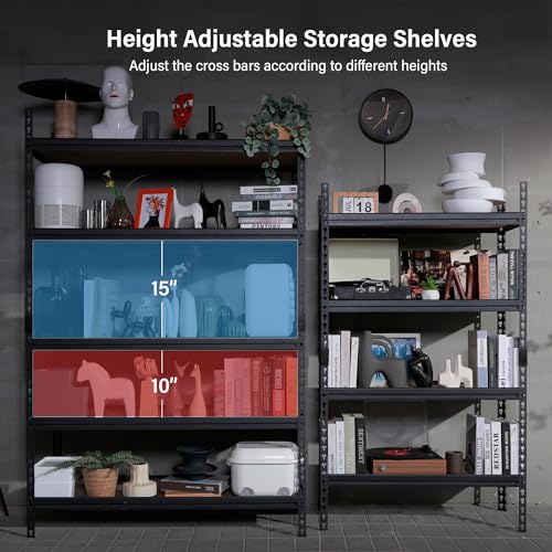 Storage Shelves 4 Tier Adjustable Heavy Duty Metal Unit Black k7m