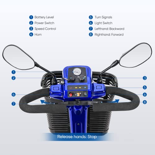 4 Wheel Mobility Scooter with Lights, Rearview Mirror & Basket a7k